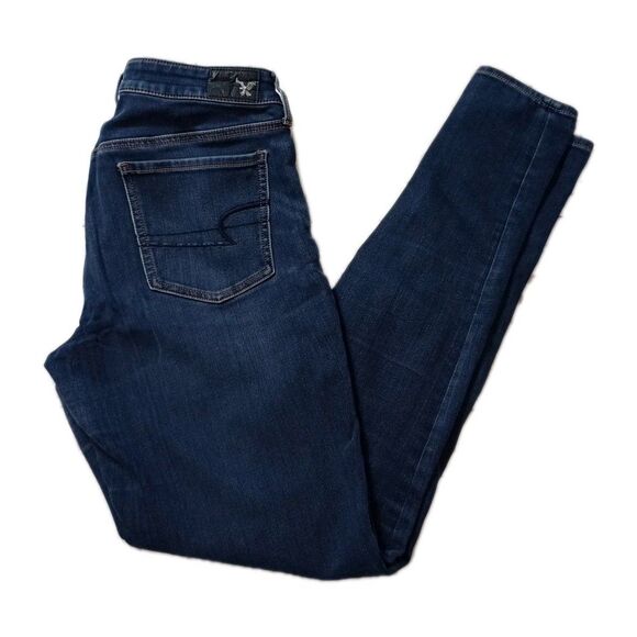 American Eagle Jeans Jegging Womens 10 Long Blue 360 Super Stretch Super Soft X4 - Picture 1 of 16